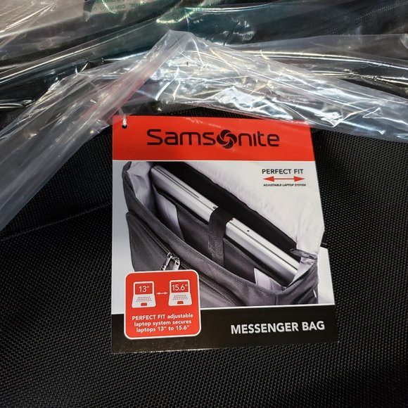 NWT Samsonite Perfect Fit Laptop Computer Messenger Travel Bag Black - Picture 10 of 16